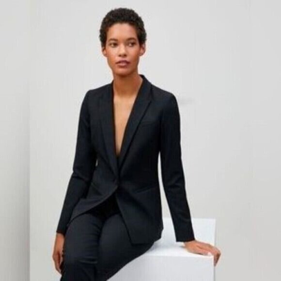 Lafayette 148 Wool Blazer Longline Two-Button Black Front Pockets Jacket 16 - Picture 14 of 14